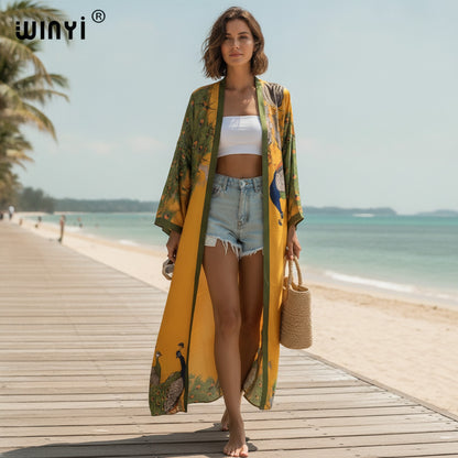 Kimono Long Bohème Imprimé Polyester Femme