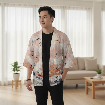 Kimono Court Polyester Léger Style Asiatique Mixte