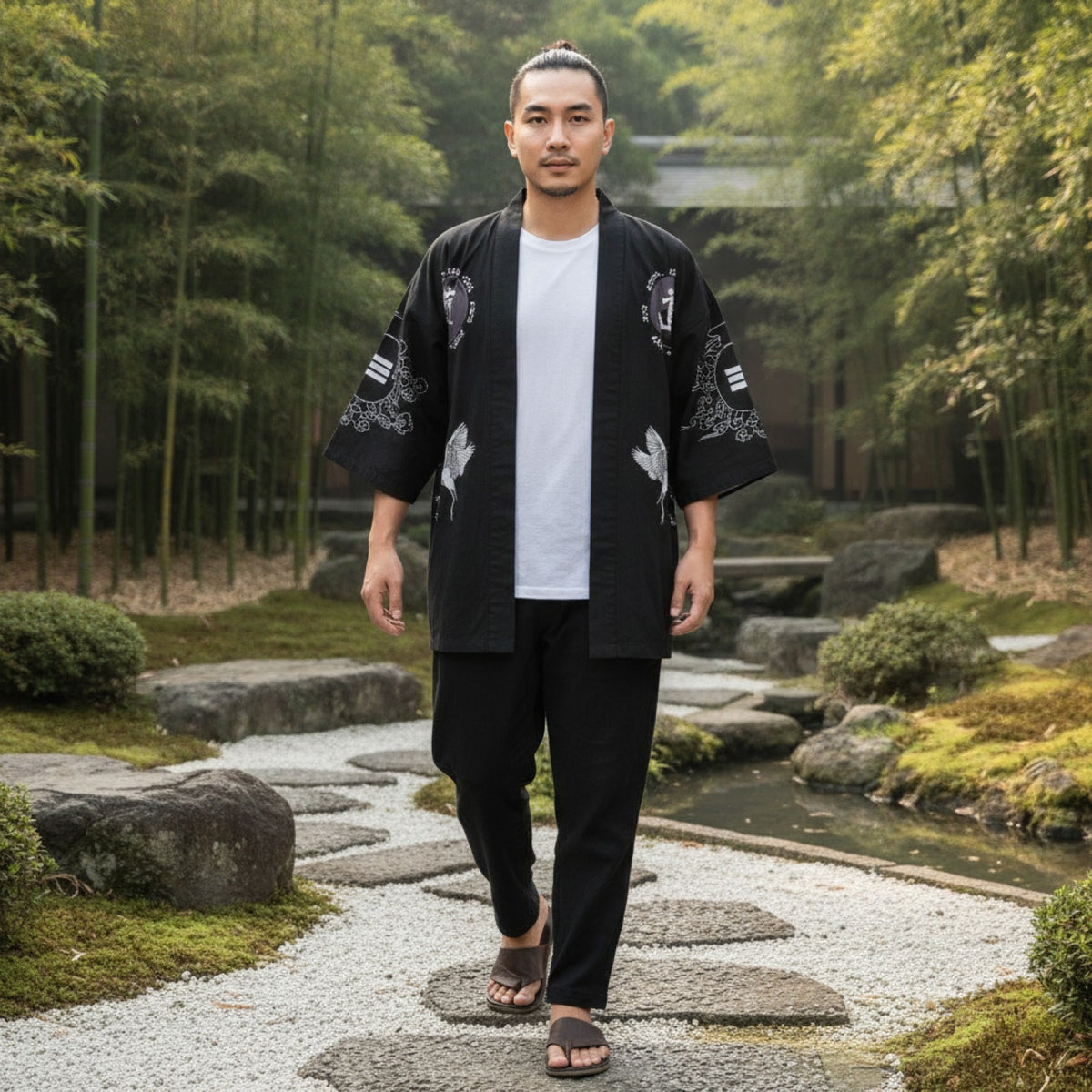Kimono Homme EASTQUEEN Polyester Manches Courtes Style Traditionnel Asiatique