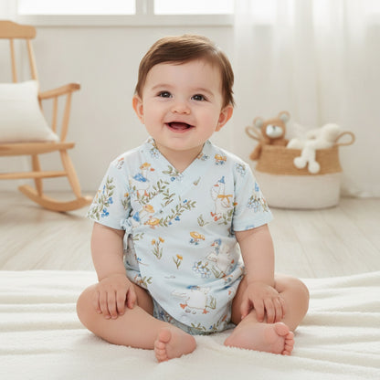 Barboteuse Bébé Mixte en Tricot V-Neck - Confortable et Style Japonais/Coréen