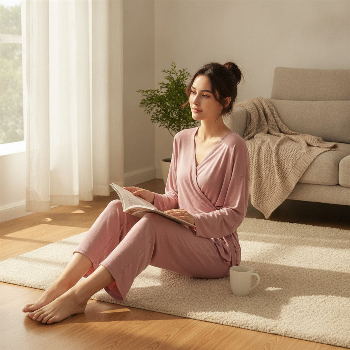 Kimono Long en Modal pour Femme - Confort et Style à la Maison