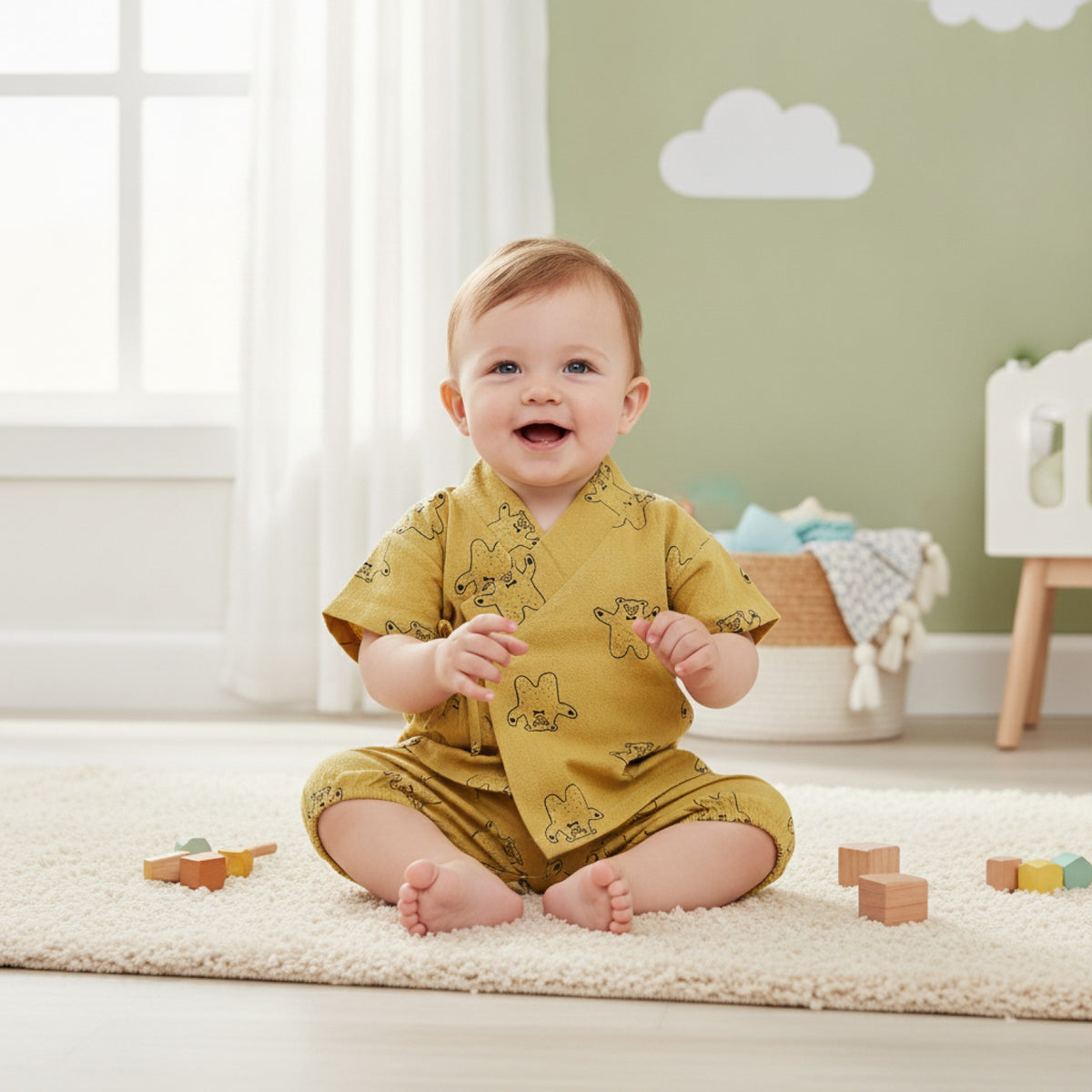 Pyjama Kimono Bébé en Coton Doux - Ensemble 2 pièces Été