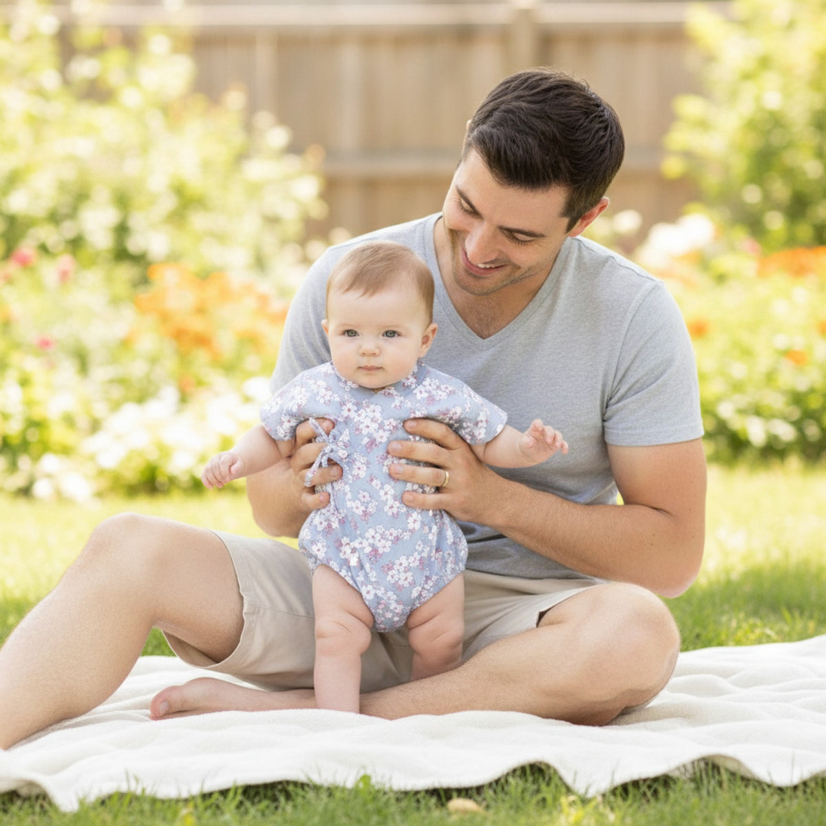 Barboteuse Bébé Fille Fleurie Manches Courtes en Coton - Babeandream