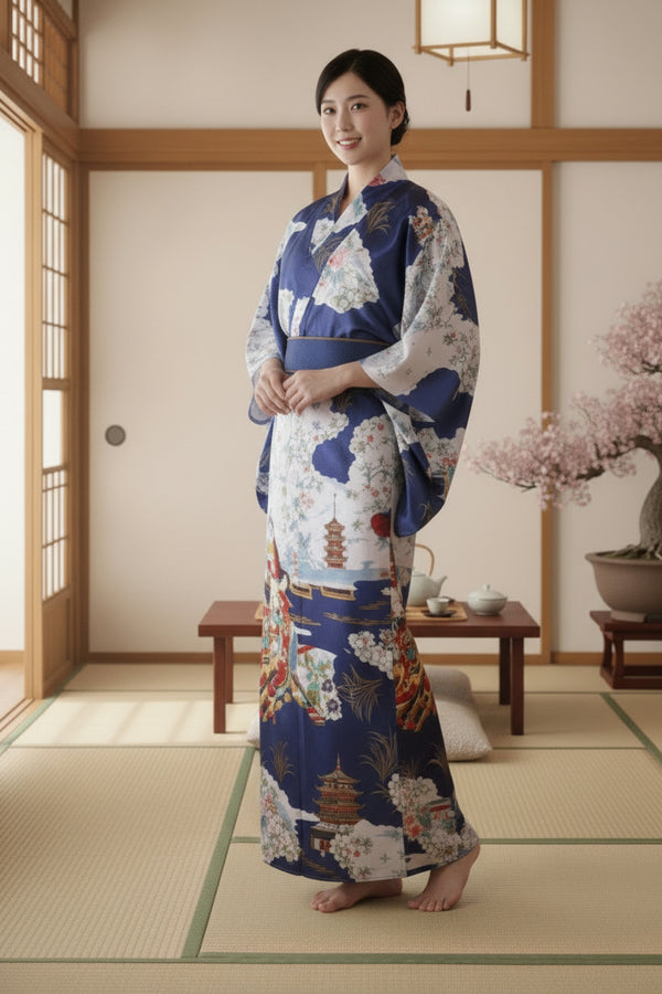 Kimono Traditionnel Femme NIUNIUSHOW Satin Polyester Rayonne - Taille Unique
