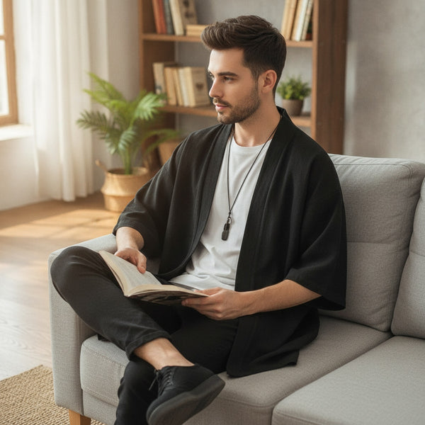 Kimono Court Mixte en Coton et Lin