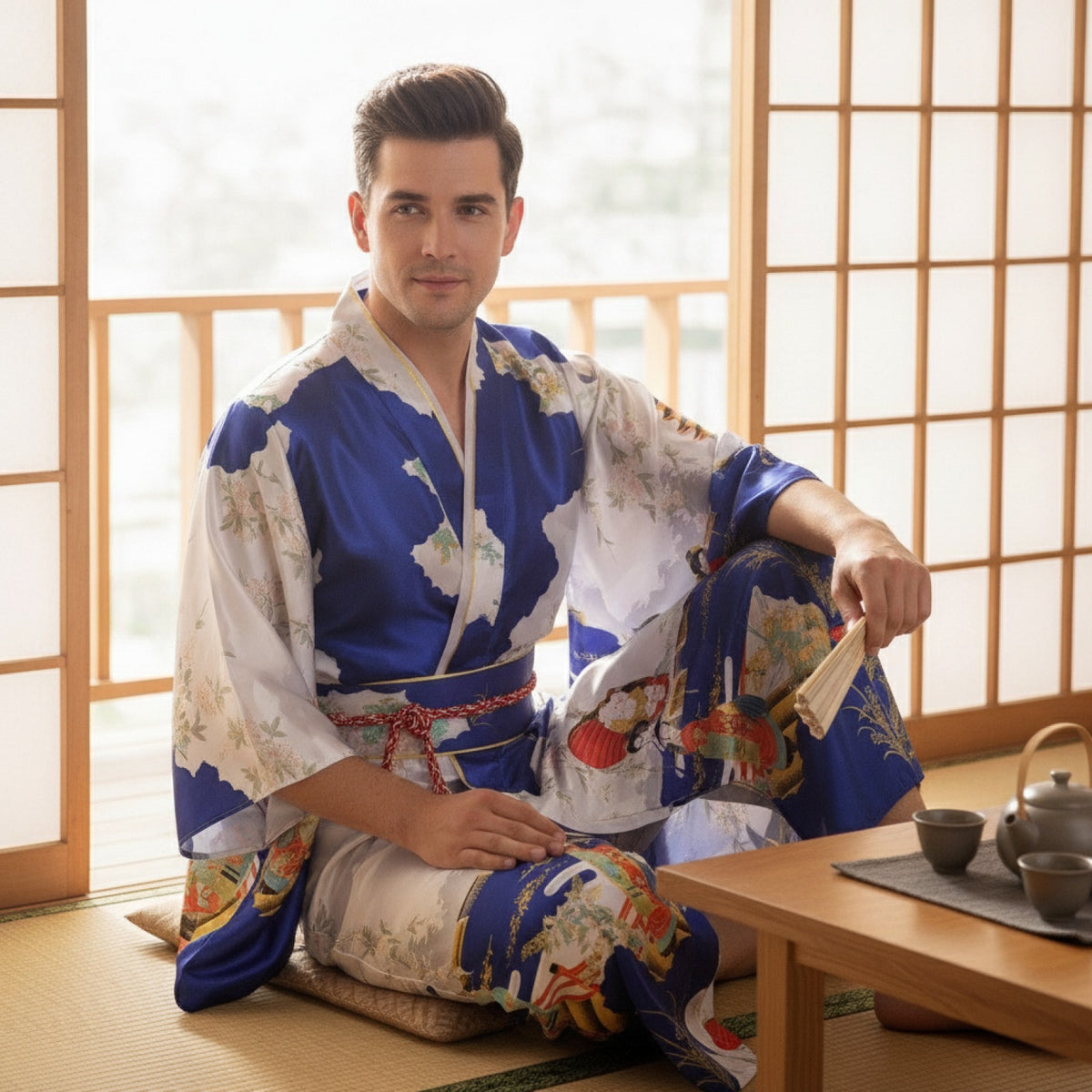 Kimono Traditionnel Femme Style Japonais Satiné - Taille Unique