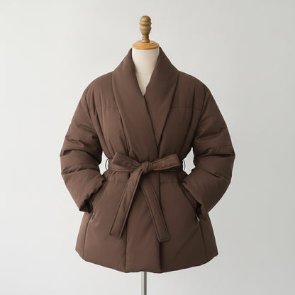 Doudoune Femme Chaude avec Capuche et Fermeture par Ceinture