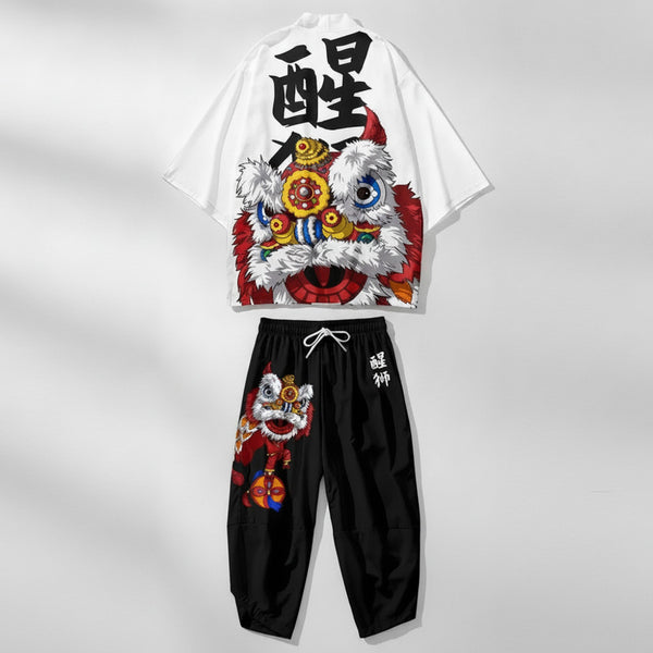 Ensemble Kimono Homme Polyester Léger Motif Japonais Bebovizi