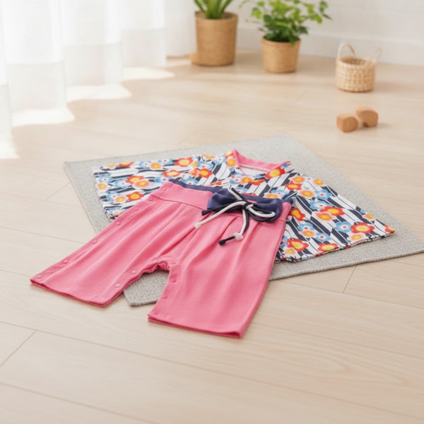 Ensemble Kimono Bébé Fille et Pantalon Fleuri - Style Japonais Doux