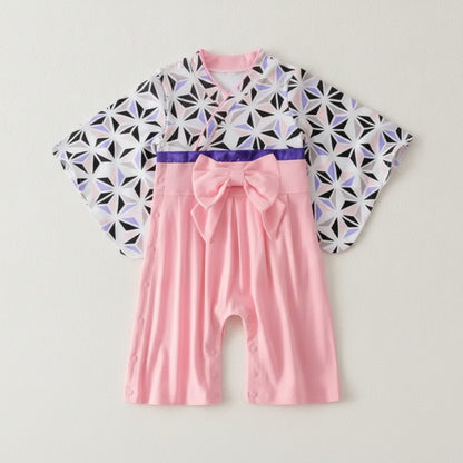 Ensemble Kimono et Pantalon Bébé Fille Style Japonais Fleuri