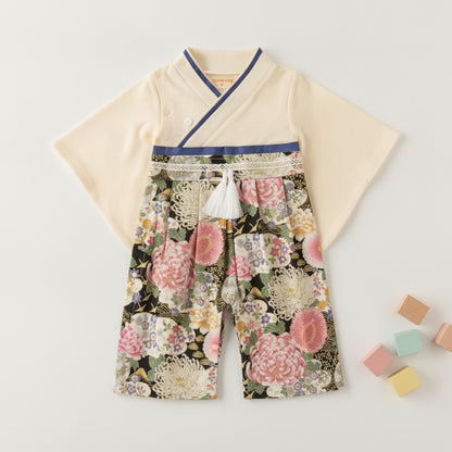 Ensemble Kimono et Pantalon Bébé Fille Style Japonais Fleuri - YSOYOK