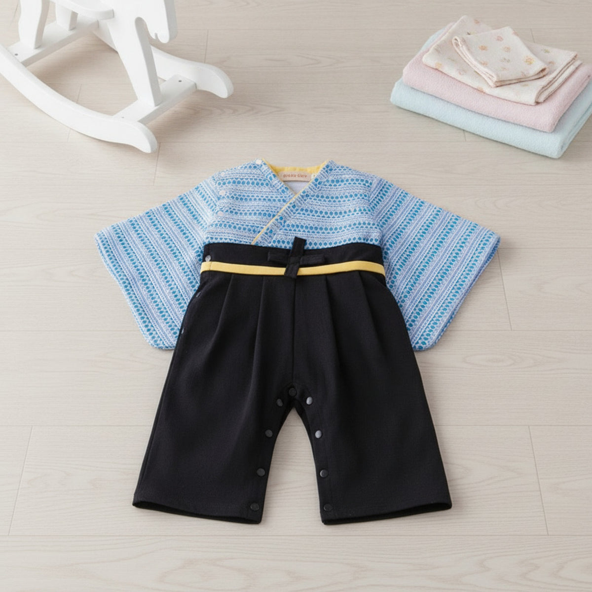Ensemble Kimono et Pantalon Bébé Garçon Style Japonais Fleuri
