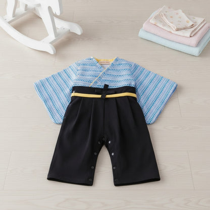 Ensemble Kimono et Pantalon Bébé Garçon Style Japonais Fleuri