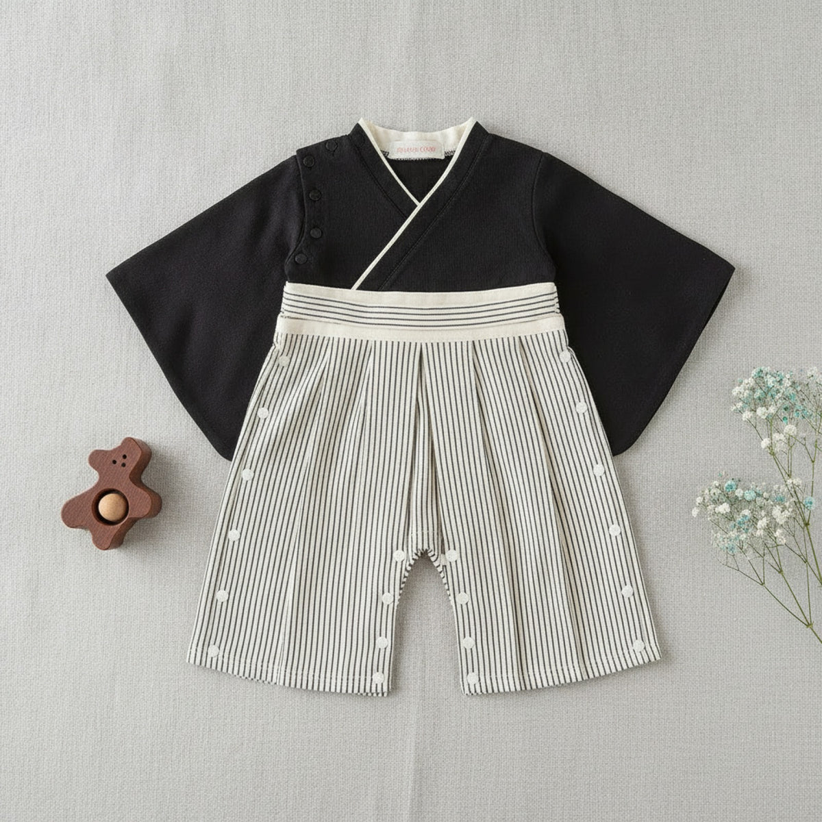 Ensemble Kimono et Pantalon Bébé Garçon Style Japonais Fleuri
