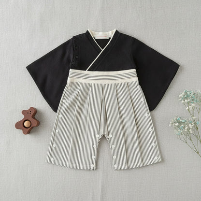 Ensemble Kimono et Pantalon Bébé Garçon Style Japonais Fleuri