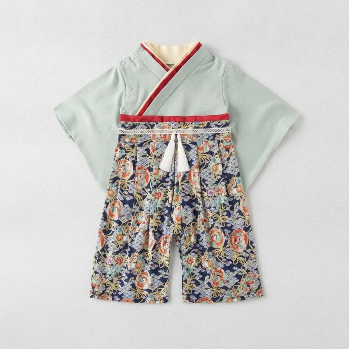 Ensemble Kimono et Pantalon Bébé Mixte Style Japonais Fleuri