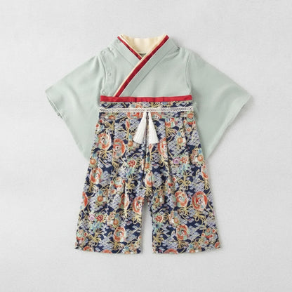 Ensemble Kimono et Pantalon Bébé Mixte Style Japonais Fleuri
