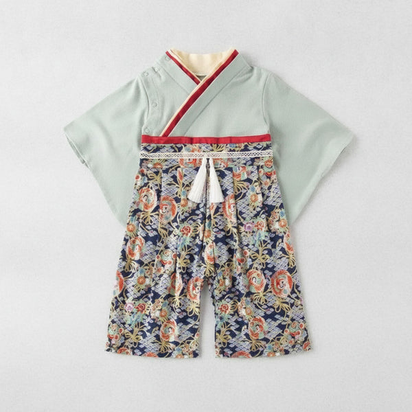 Ensemble Kimono et Pantalon Bébé Mixte Style Japonais Fleuri
