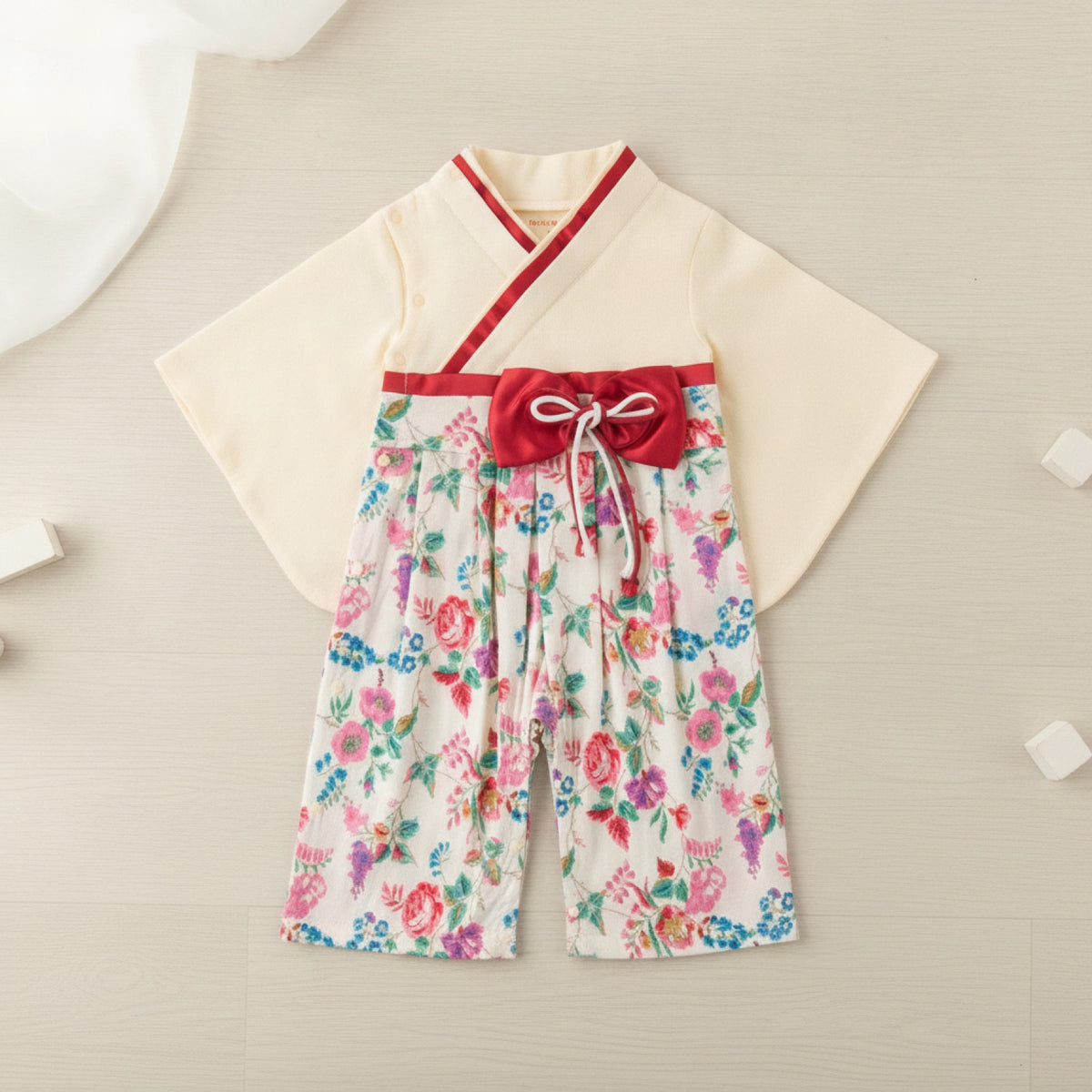 Ensemble Kimono et Pantalon Bébé Mixte "Jardin Fleuri" - Douceur et Style Japonais