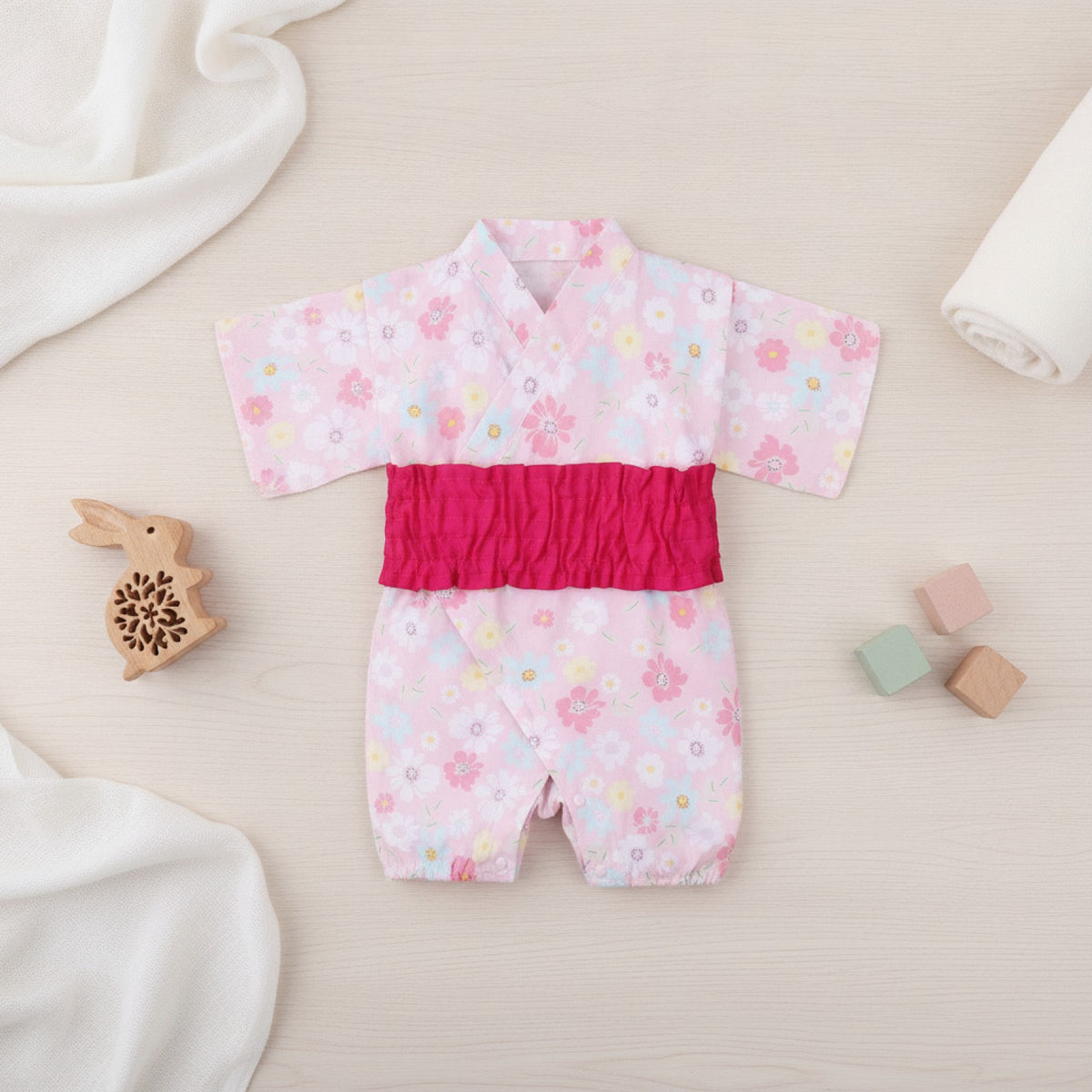 Kimono Bébé Fille en Coton - Style Japonais & Coréen - Motif Animal