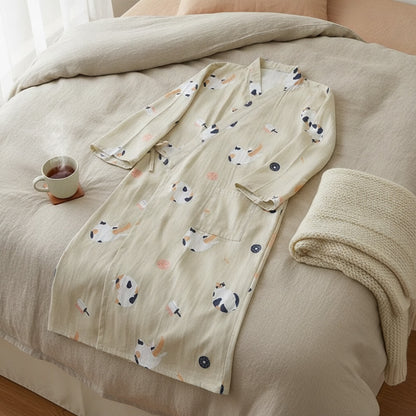 Kimono Chemise de Nuit Femme en Coton Doux Motif Cartoon - CLOUD COTTON STORY