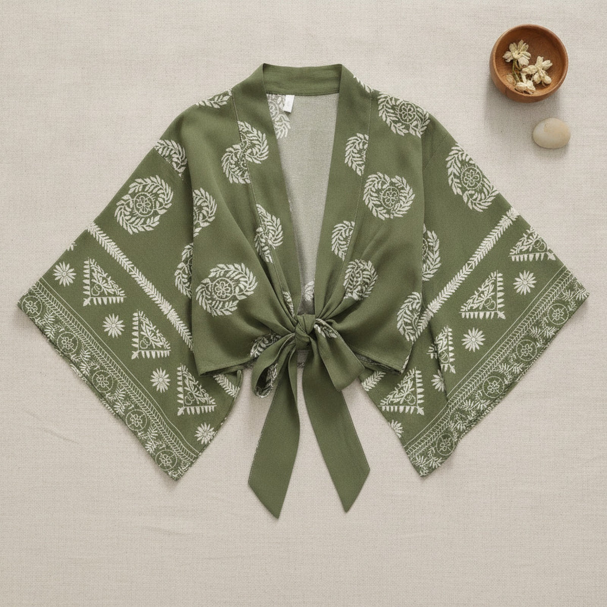 Kimono Bohème Court Femme en Rayonne - Style Été Léger