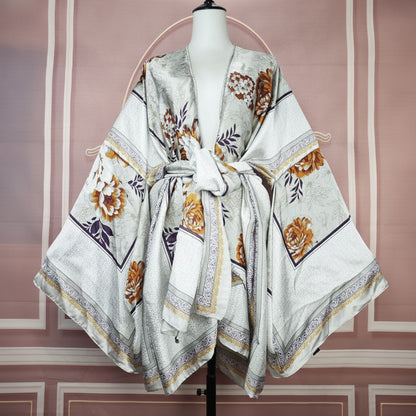 Kimono Court Fleuri Femme - Style Kaftan Léger