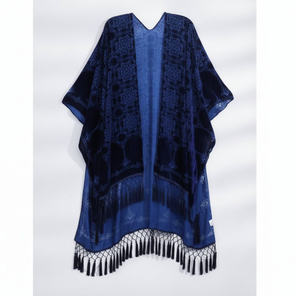 Kimono Court Fleuri en Dentelle pour Femme - Style National Léger