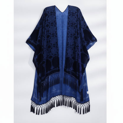 Kimono Court Fleuri en Dentelle pour Femme - Style National Léger