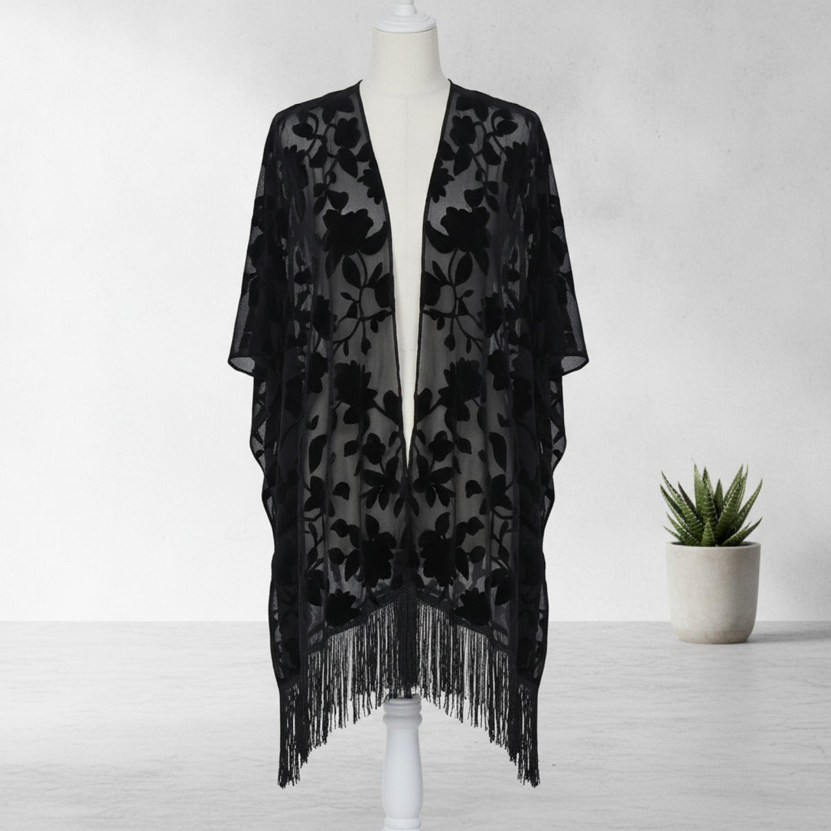 Kimono Court Fleuri Femme WeHello - Léger et Transparent