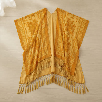 Kimono Court Fleuri Transparent Femme WeHello - Nylon & Velours