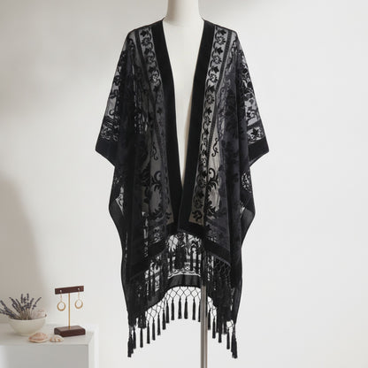 Kimono Court Fleuri en Dentelle Transparente pour Femme - WeHello