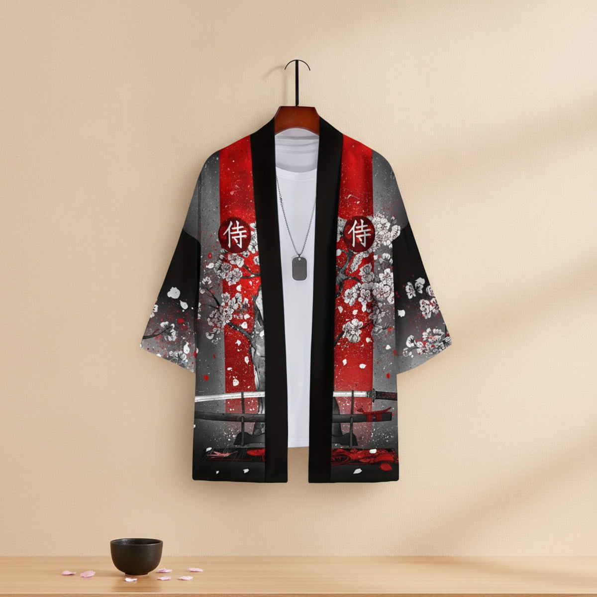 Kimono Court Homme Polyester Style Asiatique Traditionnel