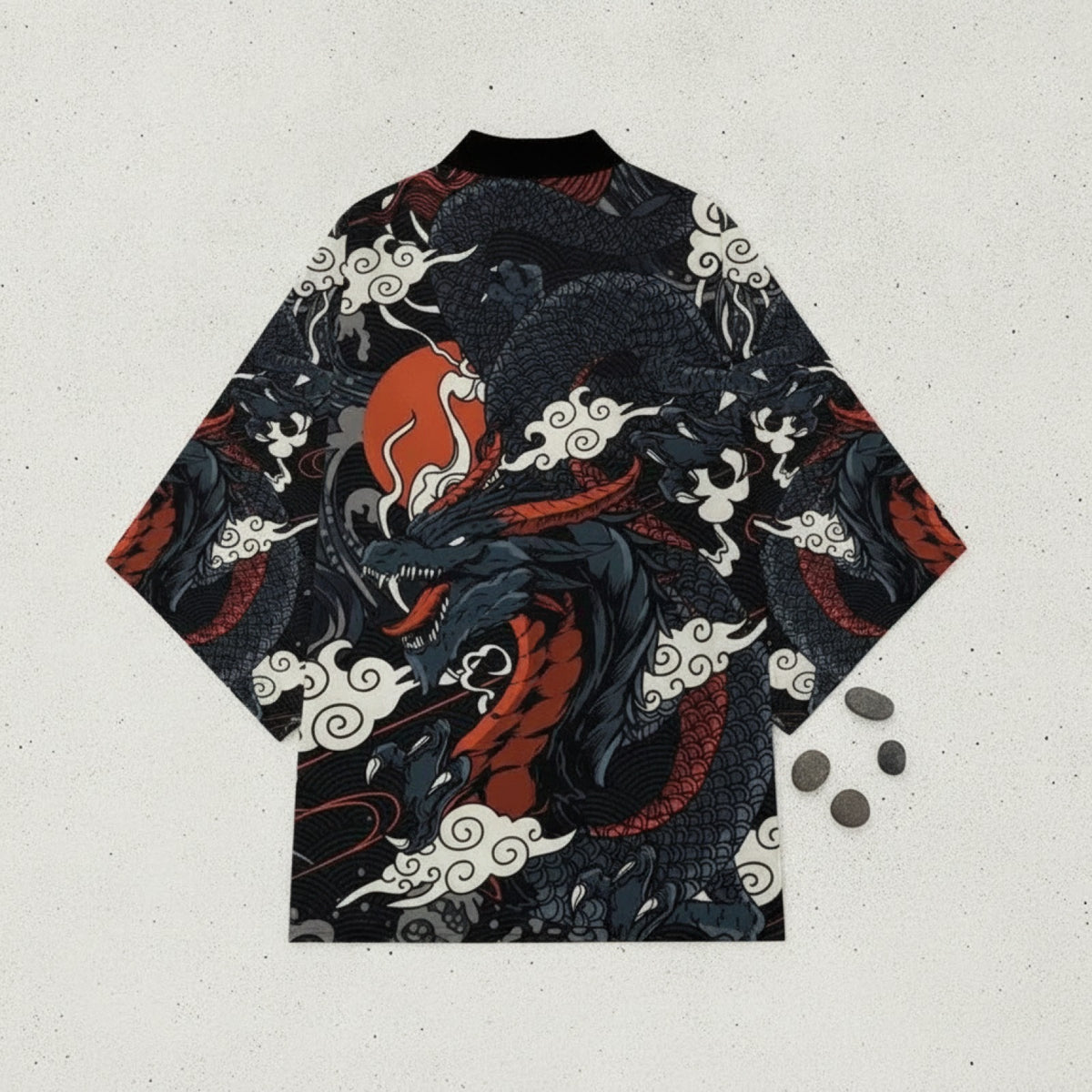 Kimono Court Homme Style Japonais Dragon - Polyester Léger