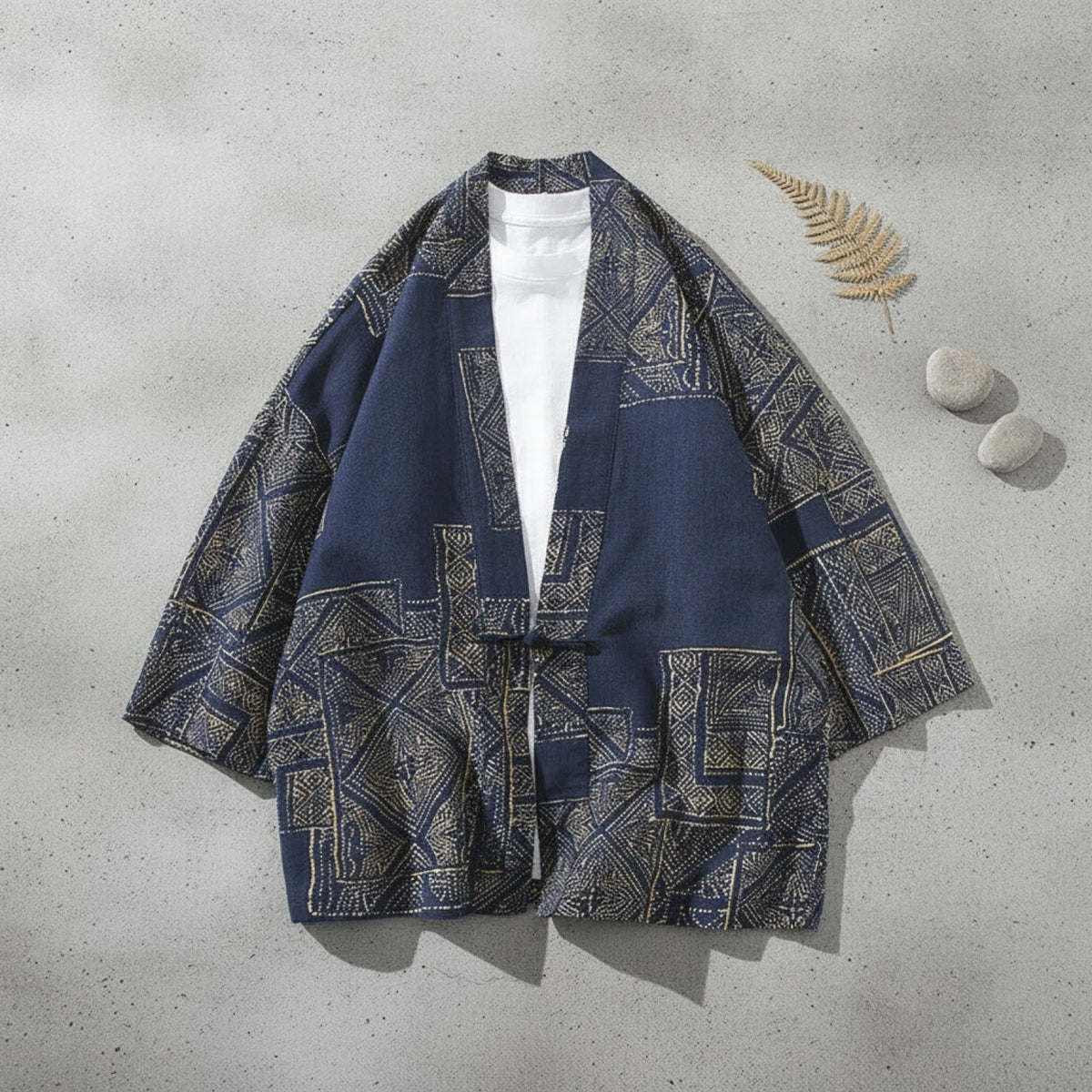 Kimono Court Homme en Coton et Lin - Style Asiatique Traditionnel