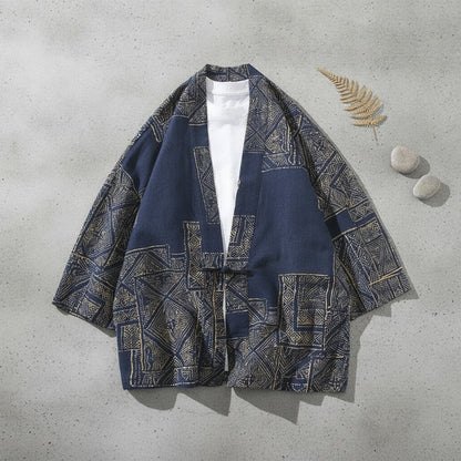 Kimono Court Homme en Coton et Lin - Style Asiatique Traditionnel