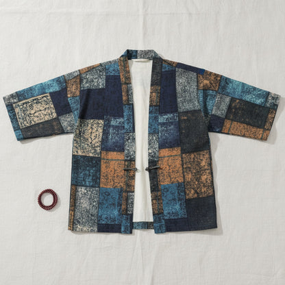 Kimono Court Homme en Coton et Lin - Style Asiatique Traditionnel