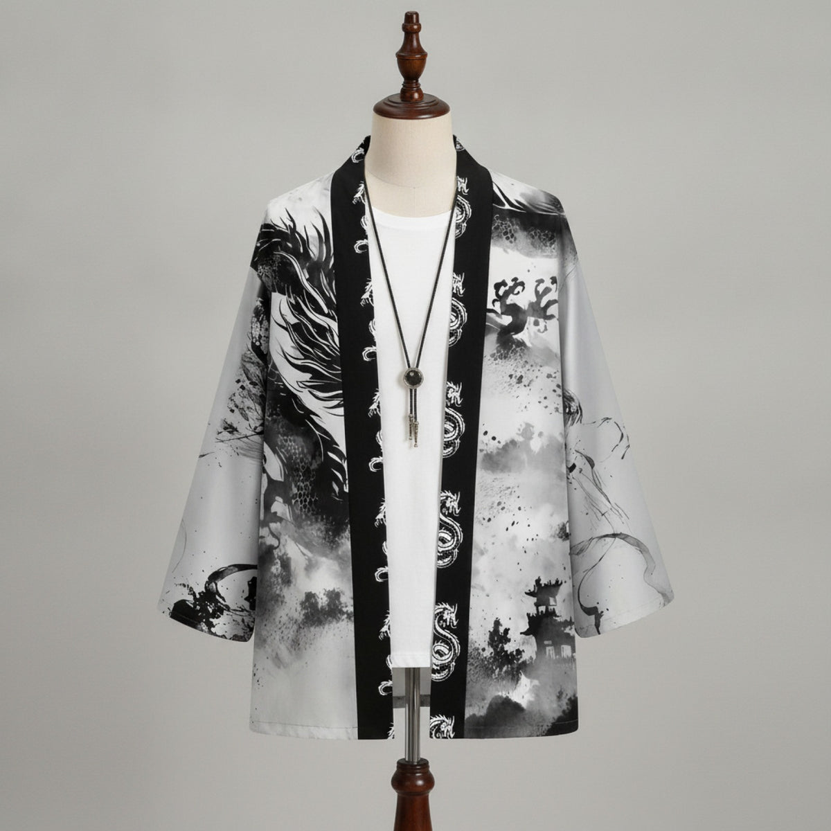 Kimono Court Homme Polyester Style Asiatique Traditionnel