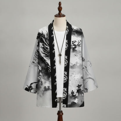 Kimono Court Homme Polyester Style Asiatique Traditionnel