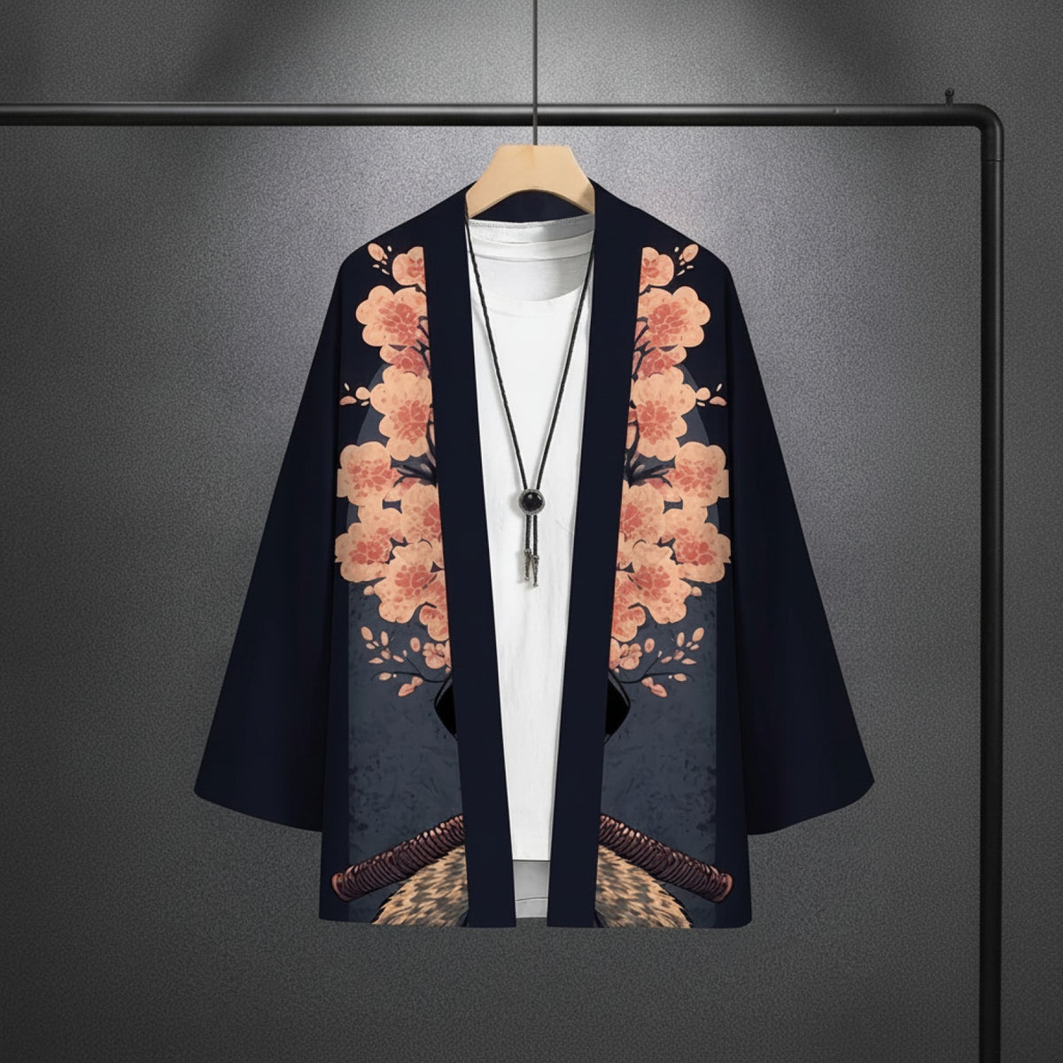 Kimono Court Homme Polyester Style Asiatique Traditionnel