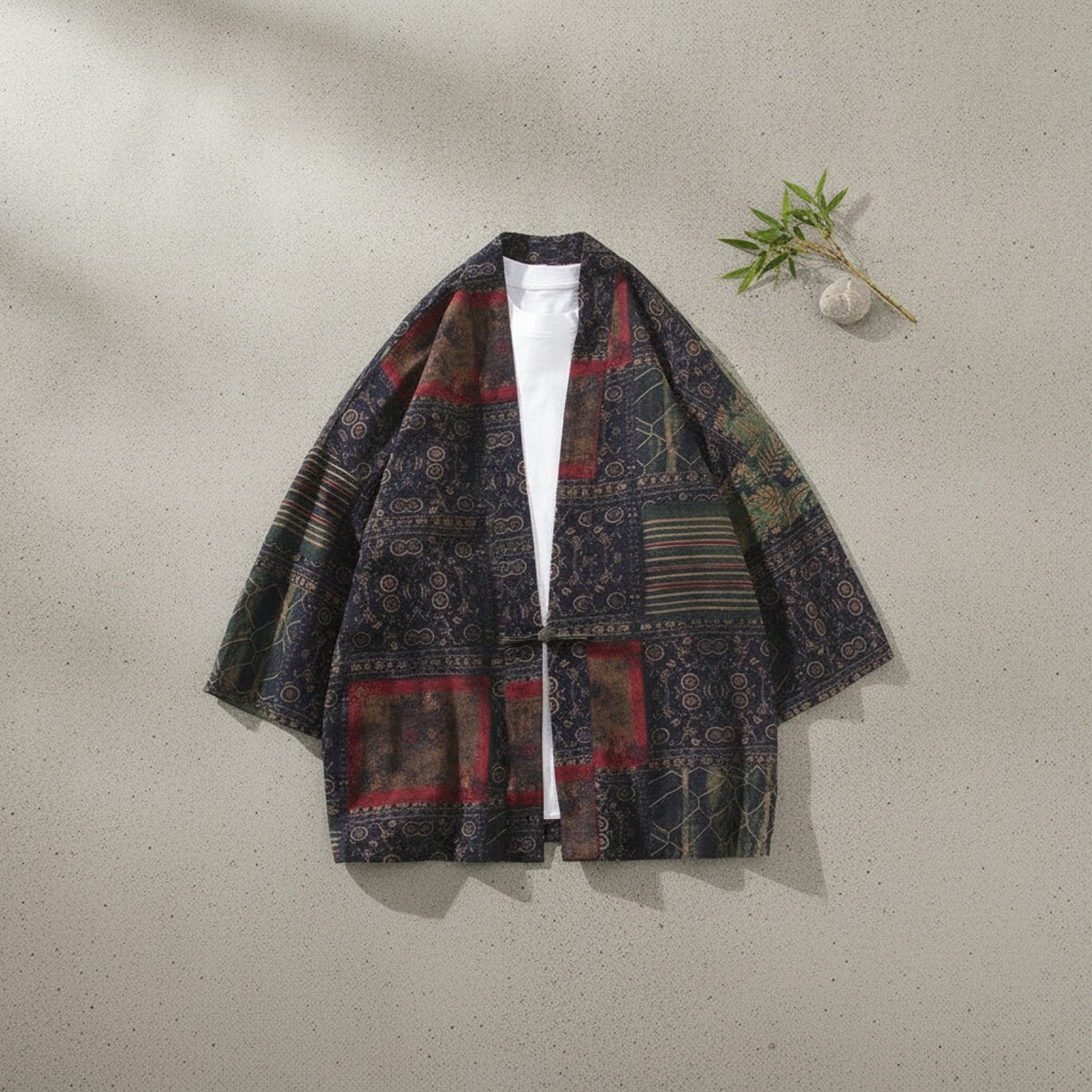 Kimono Court Homme en Coton et Lin - Style Asiatique Traditionnel