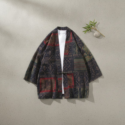 Kimono Court Homme en Coton et Lin - Style Asiatique Traditionnel