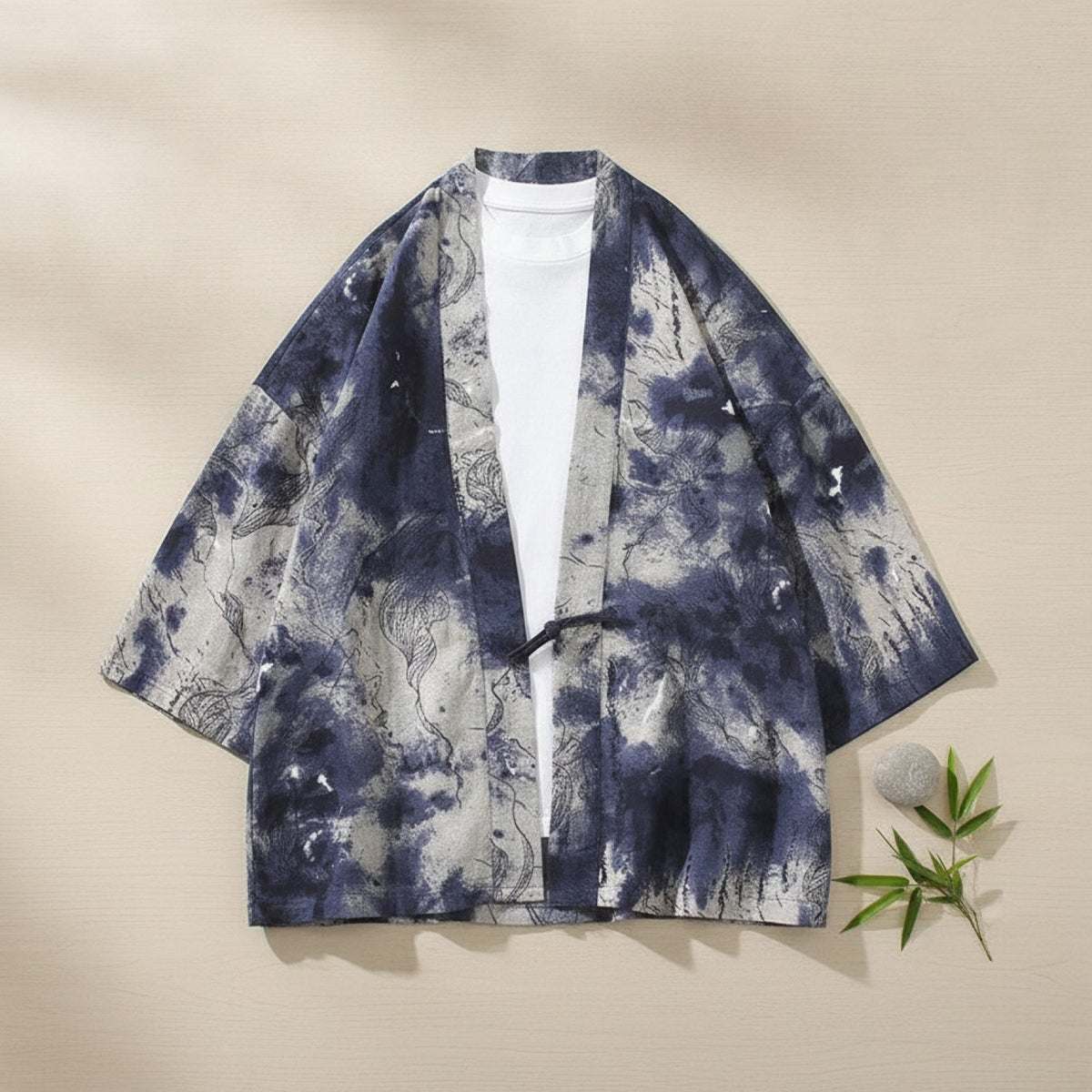 Kimono Court Homme en Coton et Lin - Style Traditionnel Asiatique