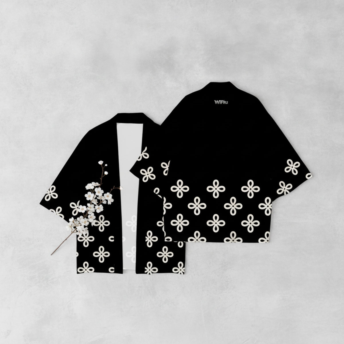 Kimono Court Wifru Mixte Polyester Manches Trois-Quarts