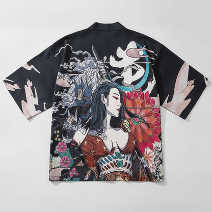 Kimono Court Polyester Motif Japonais EASTQUEEN