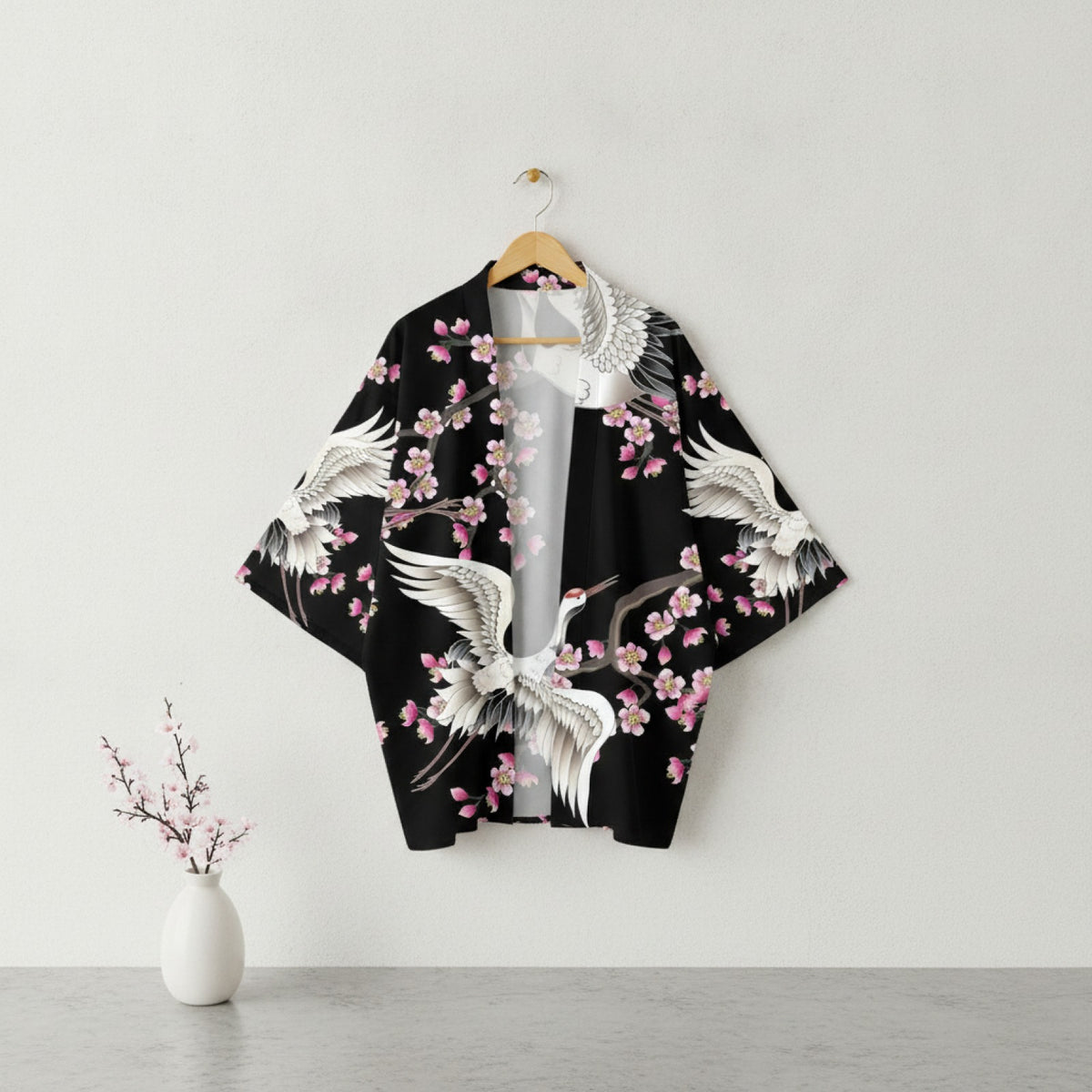 Kimono Court Polyester Motif Oiseau pour Homme et Femme