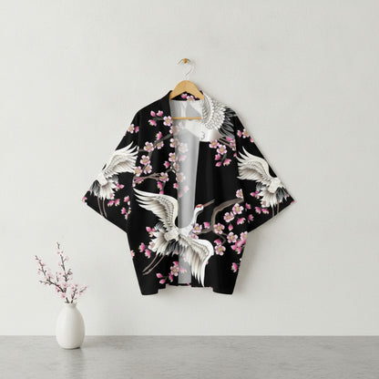 Kimono Court Polyester Motif Oiseau pour Homme et Femme