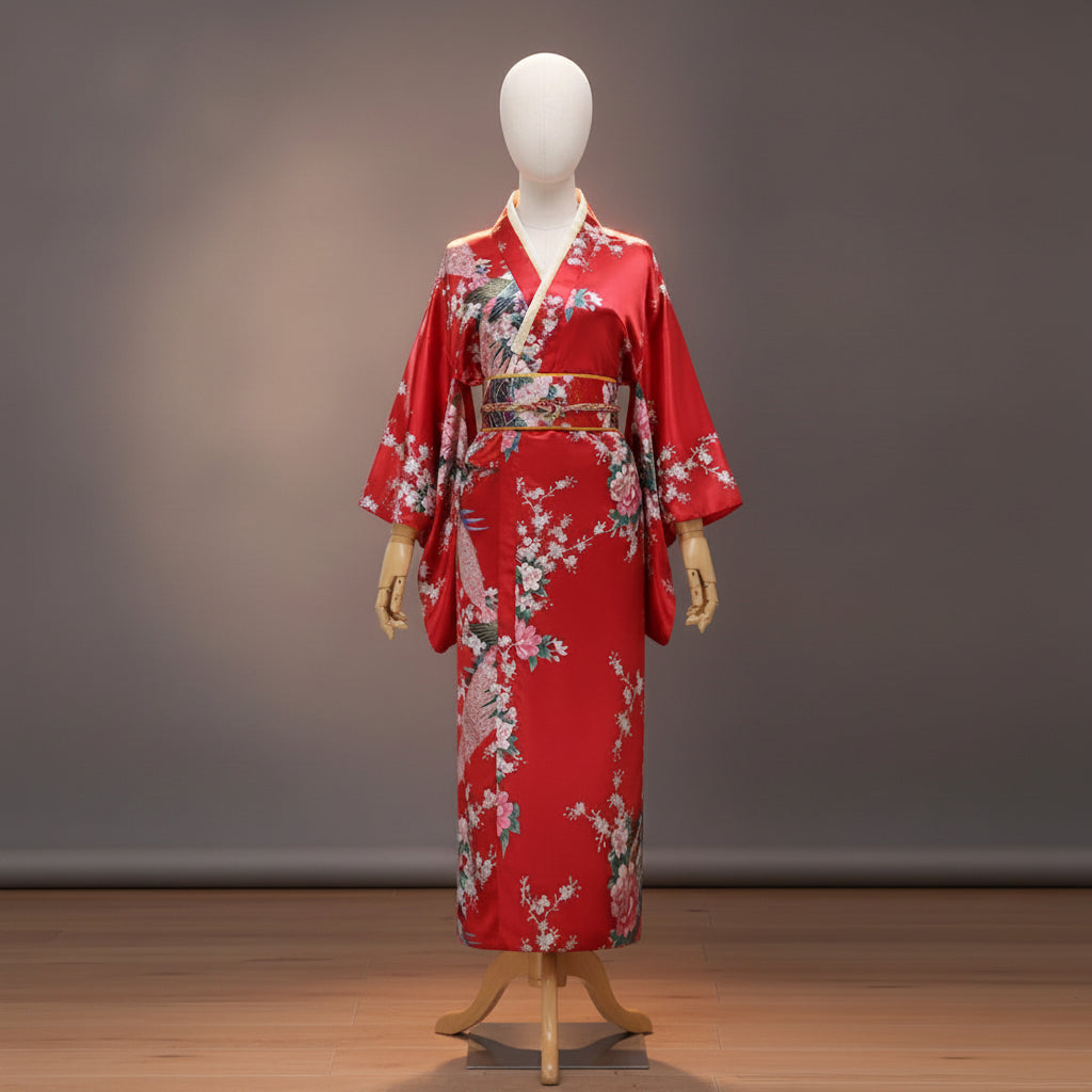 Kimono Japonais Traditionnel Femme en Satin Polyester - Style Yukata