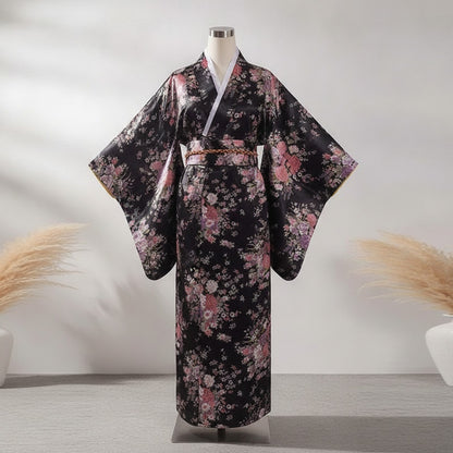 Kimono Japonais Femme Traditionnel en Satin Polyester - Style Yukata