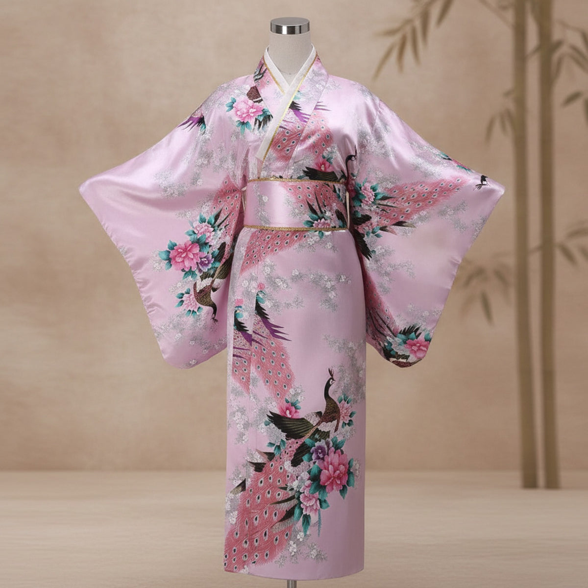 Kimono Japonais Traditionnel Femme en Satin Polyester - Taille Unique
